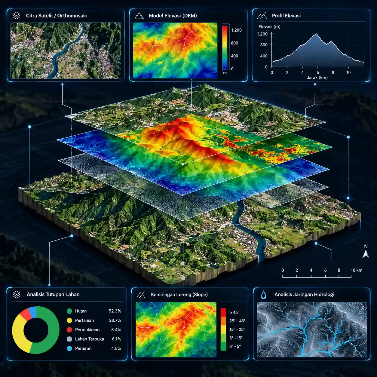 Visual analisis data geospasial dan model elevasi