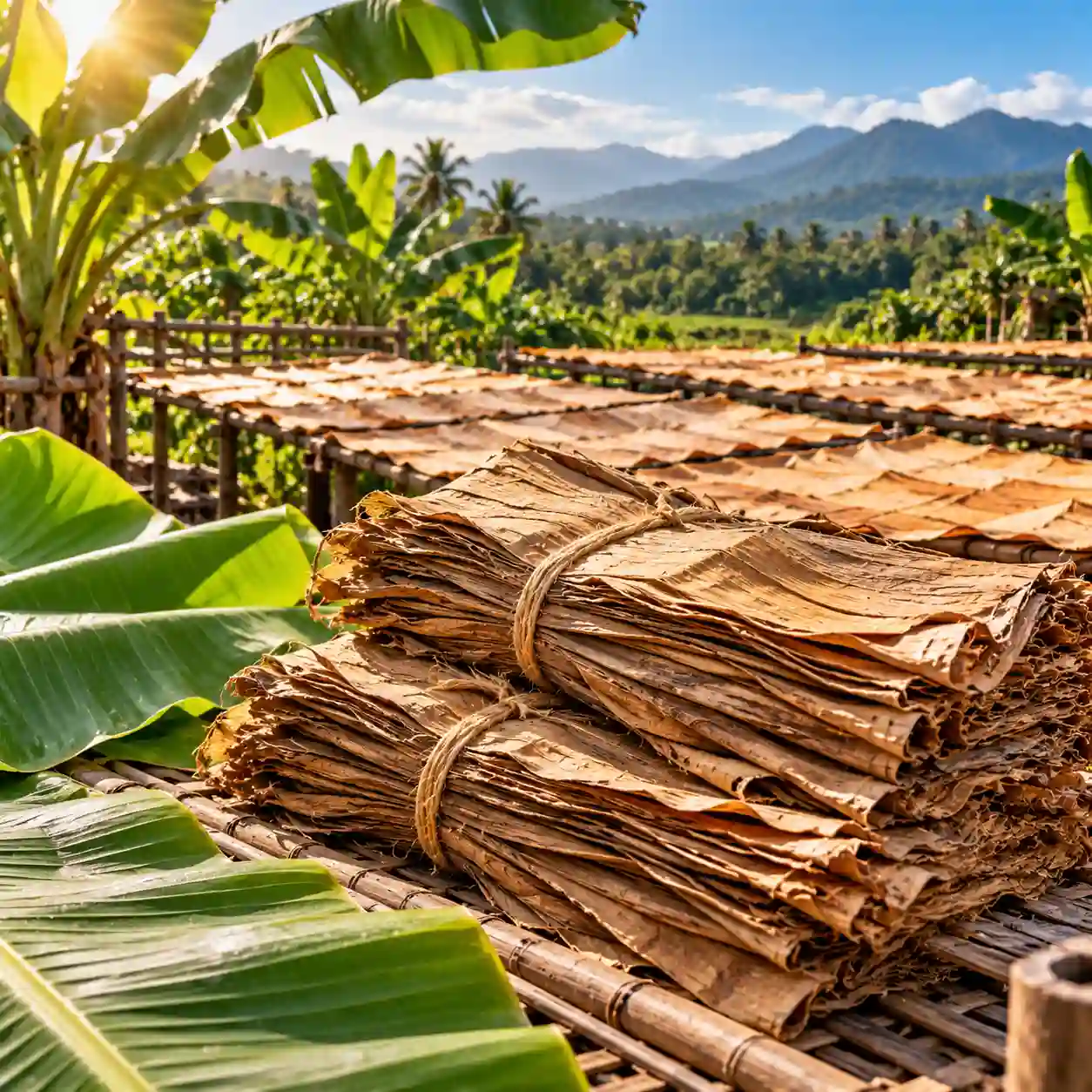 Daun pisang kering untuk kebutuhan perdagangan